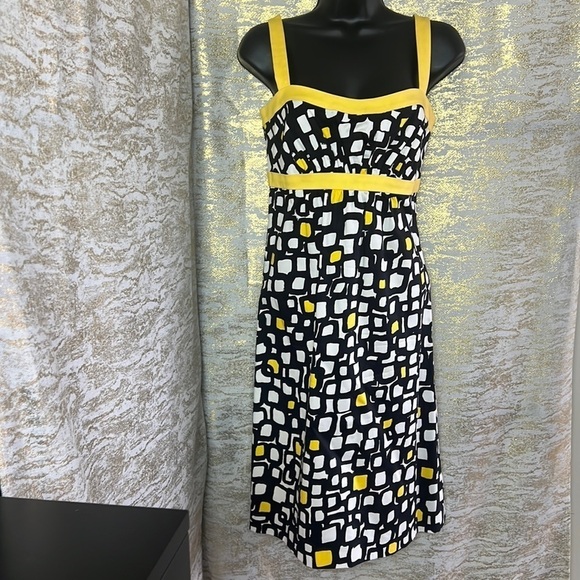 Francesca Mammoliti Geometric Black/Yellow/White Dress Size 6 - Picture 3 of 12